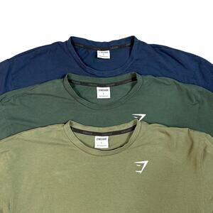 Lot Of 3 Gymshark Mens Size L Short Sleeve T-Shirts Green Blue